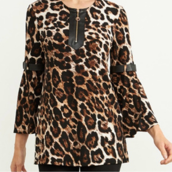 Joseph Ribkoff Animal Print Zipper Blouse plus size 18.  NWOT - Picture 8 of 9